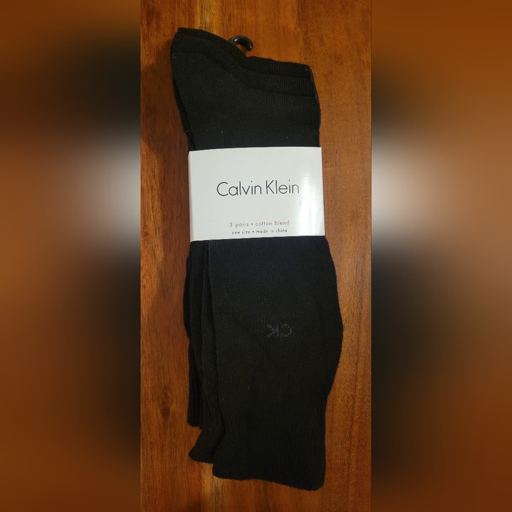 NEW Three (3) Calvin Klein Men's Black Dress Socks 72% Polyester Size 7-12